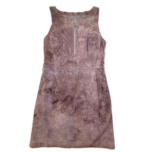 ISAAC MIZRAHI Brown Suede Tank Jumper Zip Front Dress 10 Y2K 90s 70s Lagenlook